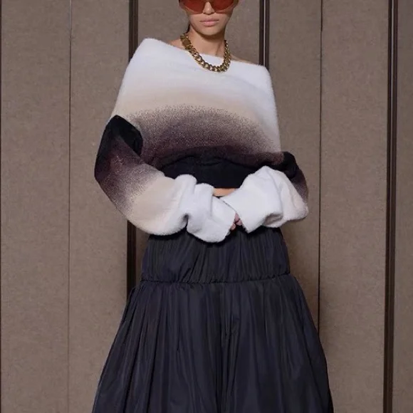 multi-wear gradient one-shoulder sweater
